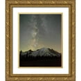 thumbnail image 1 of Probst, Greg 26x32 Gold Ornate Wood Framed with Double Matting Museum Art Print Titled - The lights of climbers can be seen on the mountain as the Milky Way rises behind Mt Rainier, 1 of 4