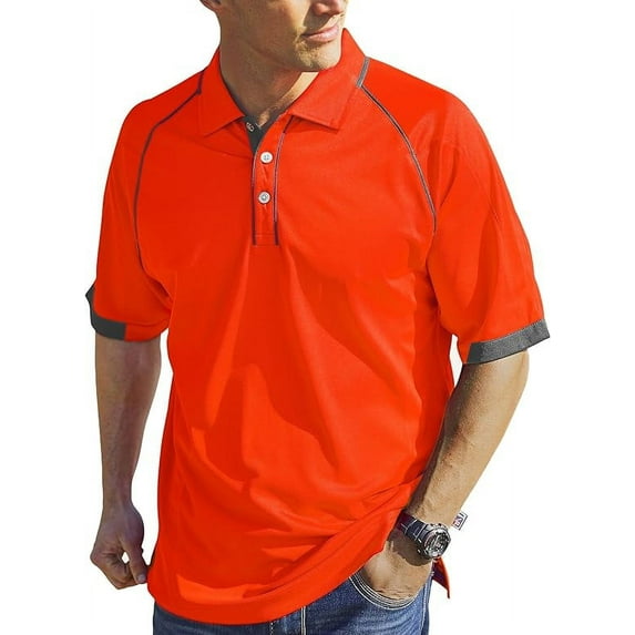 Proc Celebrity Men's Aloha Polo Shirt (Small, Orange & Graphite)