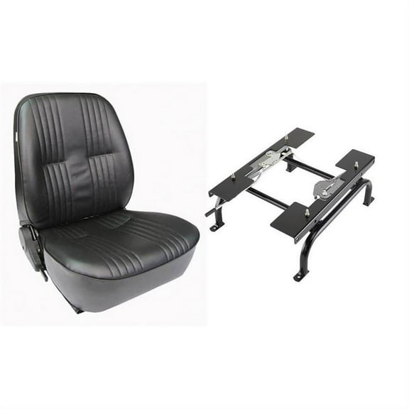 Procar Low Back Driver Side Black Vinyl Bucket Seat with Seat Mount, Adjustable Incline and Recline for Extra Comfort, Includes Hardware for Easy Installation