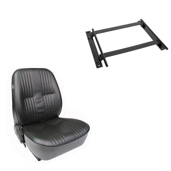 Procar Low Back Driver Side Black Vinyl Bucket Seat with Seat Mount, Adjustable Incline and Recline for Extra Comfort, Includes Hardware for Easy Installation
