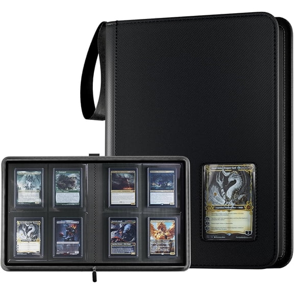 Procase 4 Pocket Top Loader Binder, Holding 144 Cards with Clear Window for Pokemon, Trading, Sports Cards Collection TCG, MTG -Black