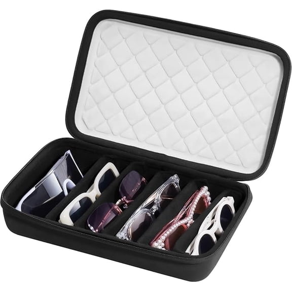 Procase Hard Shell Travel Sunglasses Organizer, Portable Multiple Glasses Case with 3 Adjustable Dividers, Eyeglasses Storage Box -7 Slots, Grey