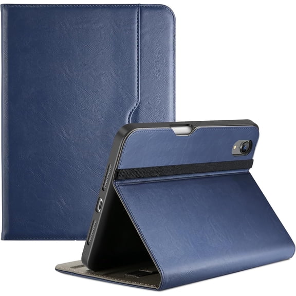 Procase PU Leather Folio Case Compatible with iPad Mini 7th A17 Pro/ iPad Mini 6th Gen -Navy