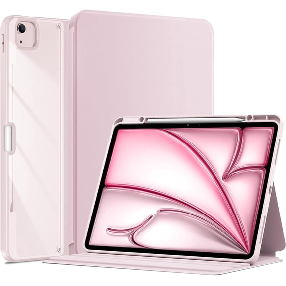 Procase Shockproof Smart Case with Transparent Back for iPad Air 13" M2/ M3, Compatible with iPad Pro 12.9" 3rd/ 4th/ 5th/ 6th Gen -Pink