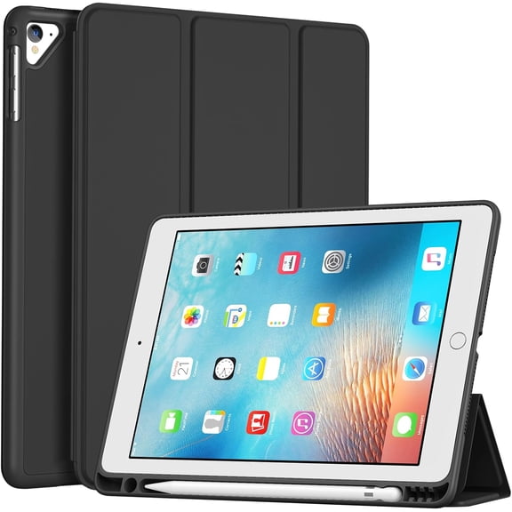 Procase Slim Protective Case with Soft TPU Back Compatible with 9.7" iPad 5th/ 6th Gen and iPad Air 1st/ 2nd Gen -Black