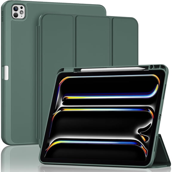 Procase Smart Case with TPU Back Compatible with iPad Pro 13 Inch Case M5 2025 / M4 2024 -Mgreen