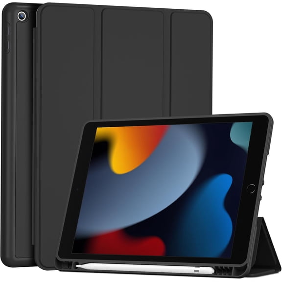 Procase Smart Case with TPU Back for iPad 10.2", Shockproof Case Compatible with iPad 7th/ 8th/ 9th Gen 10.2" -Black