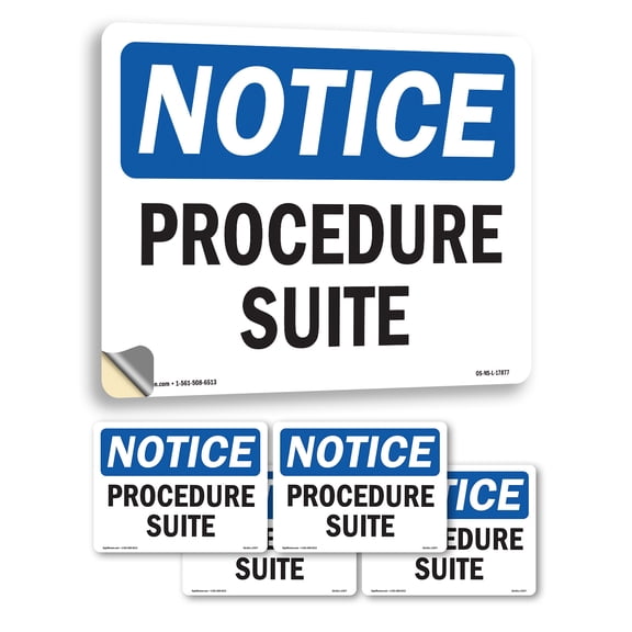Procedure Suite OSHA Notice Vinyl Decal Label 5 Inch x 3.5 Inch - 5 Pack