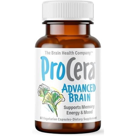 Procera Advanced Brain - 3-in-1 Nootropic Brain Supplement | Memory & Mood Support w/Energy Vitamins | Ashwagandha, Rhodiola, Ginseng, Ginkgo, Phosphatidylserine & Vitamin B Complex | 60 Capsules