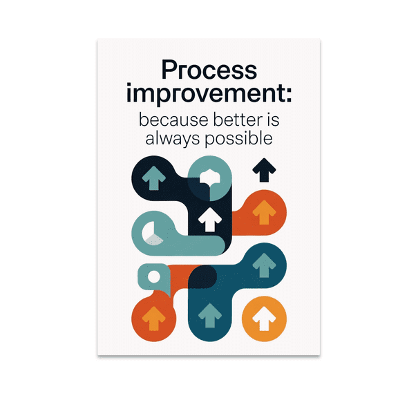 Process Improvement Flowchart Art - Tech & Productivity Enthusiast - 13x19 Poster Print