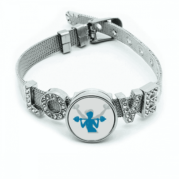 Process Weight Lift Dumbbell Fitness Bracelet Wristband Crystal Love Adjustable Bangle