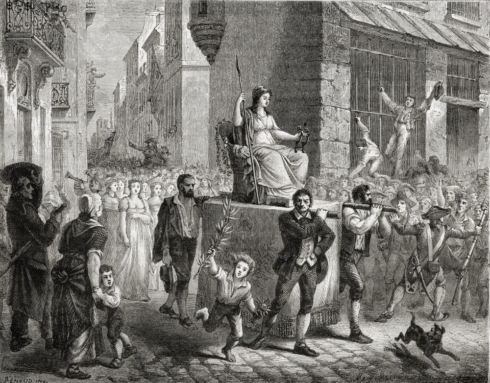 Procession Of The Goddess Of Reason 10 November 1793Engraved By Meyer-Heine After RenaudFrom Histoire De La Revolution Francaise By Louis Blanc Canvas Art - Ken Welsh Design Pics (34 x 26)