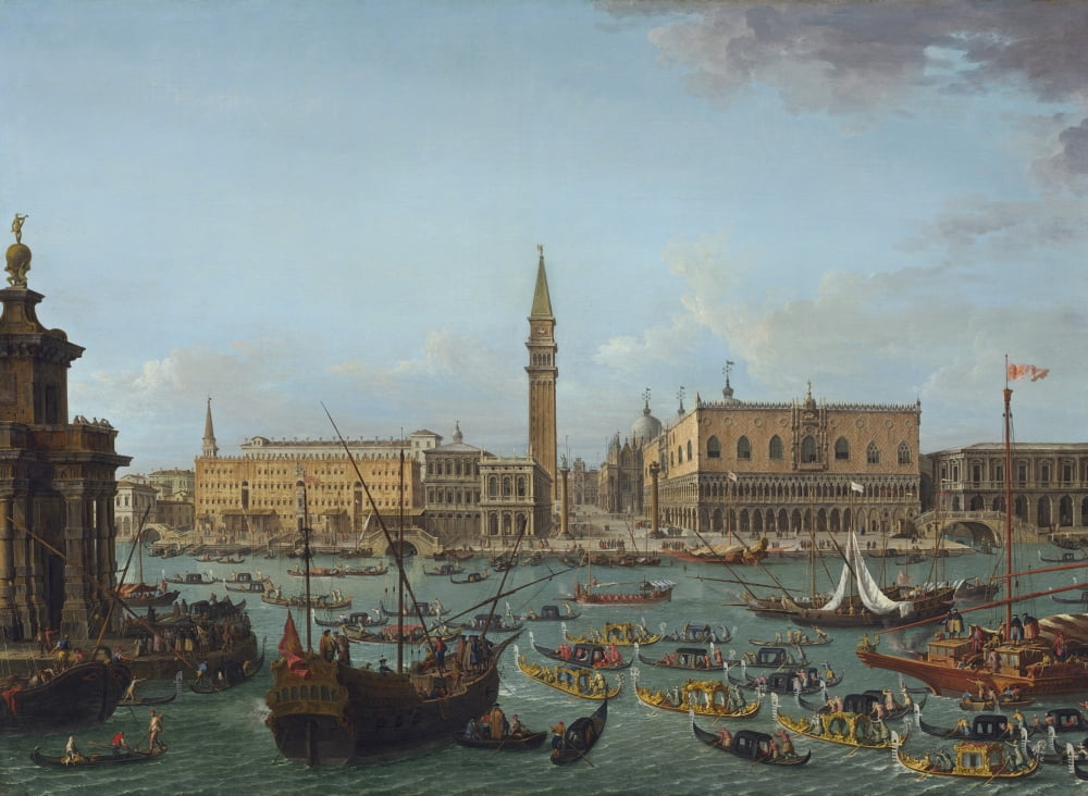 Procession Of Gondolas In The Bacino Di San Marco Canvas Art -  (36 x 24)