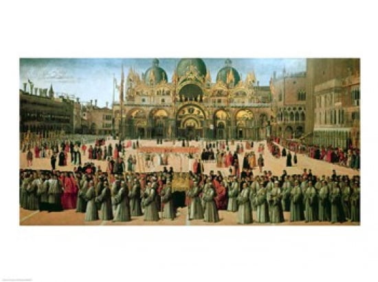 Procession in St Marks Square 1496 Canvas Art - Giovanni Bellini (24 x 18)