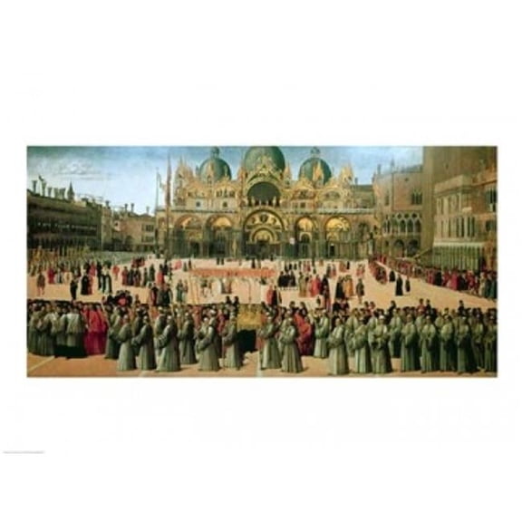 Procession in St. Marks Square 1496 Poster Print by Giovanni Bellini - 36 x 24 in. - Large