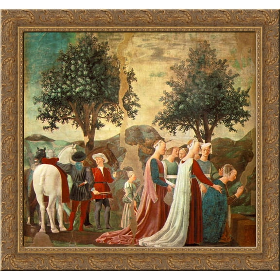 Procession of the Queen of Sheba 24x20 Gold Ornate Wood Framed Canvas Art by Piero della Francesca
