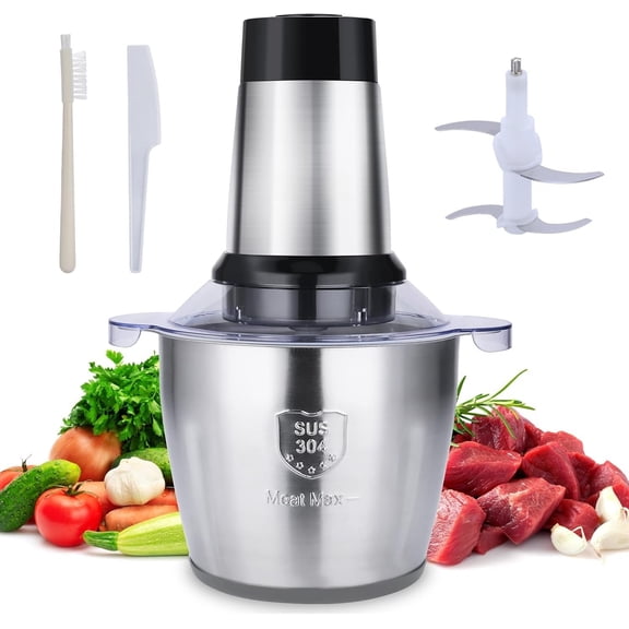 Processor, 500W Meat , 14Cup Stainless Steel Bowl, 3 Speed Modes 4 Bi-Level for Onion, Meat, Nuts, Fruit, Garlic, Vegetable,