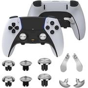 Prociv 10 in 1 Metal Thumbsticks for PS5 Edge Controller, 6 Analog Stick Joystick 4 Back Paddles Triggers Buttons Interchangeable Replacement for PS5 Edge Controller Silver