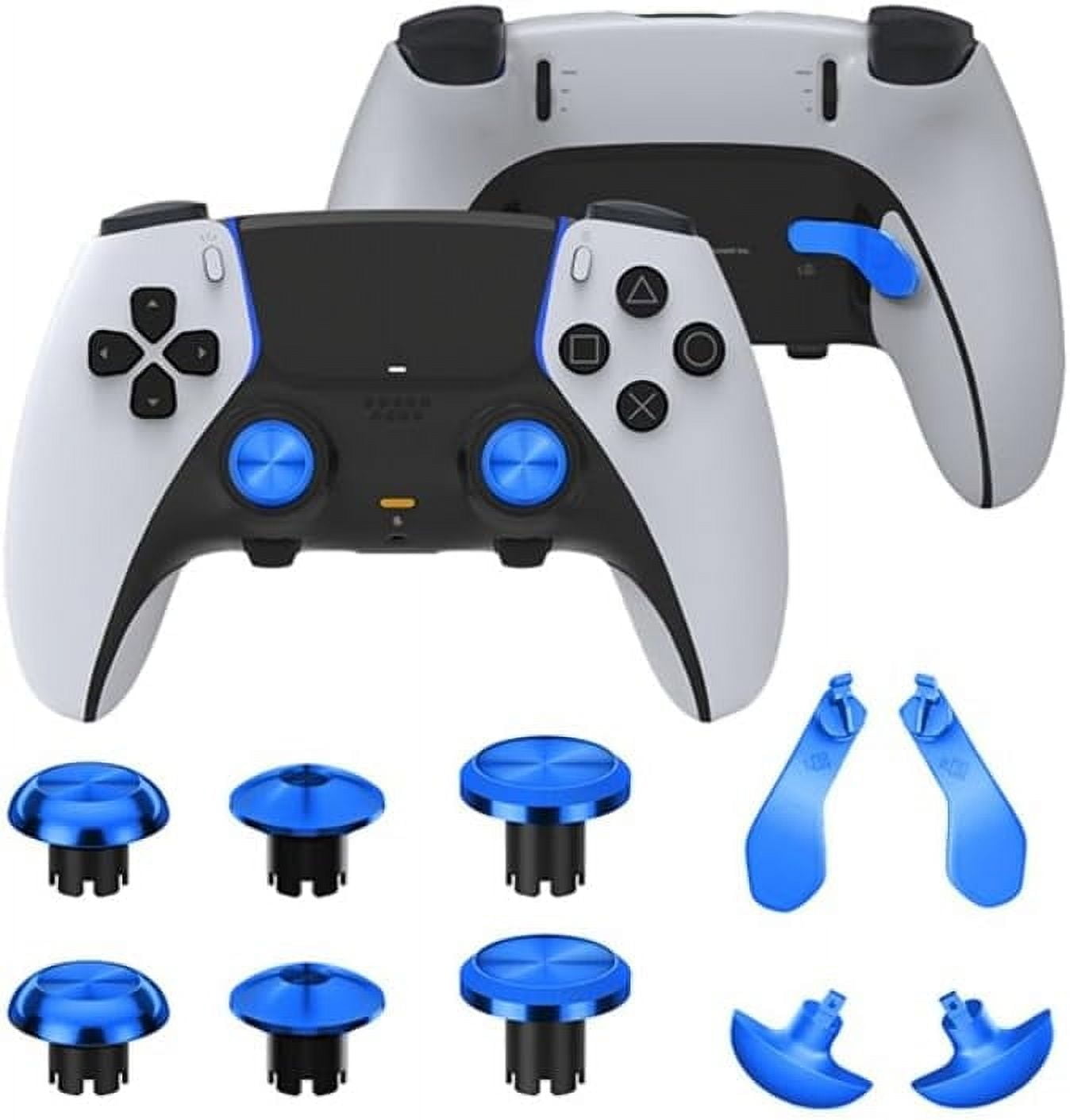 Prociv 10 in 1 Metal Thumbsticks for PS5 Edge Controller, 6 Analog Stick Joystick 4 Back Paddles Triggers Buttons Interchangeable Replacement for PS5 Edge Controller (Blue)