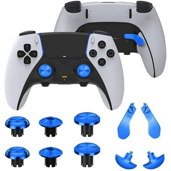 Prociv 10 in 1 Metal Thumbsticks for PS5 Edge Controller, 6 Analog Stick Joystick 4 Back Paddles Triggers Buttons Interchangeable Replacement for PS5 Edge Controller (Blue)