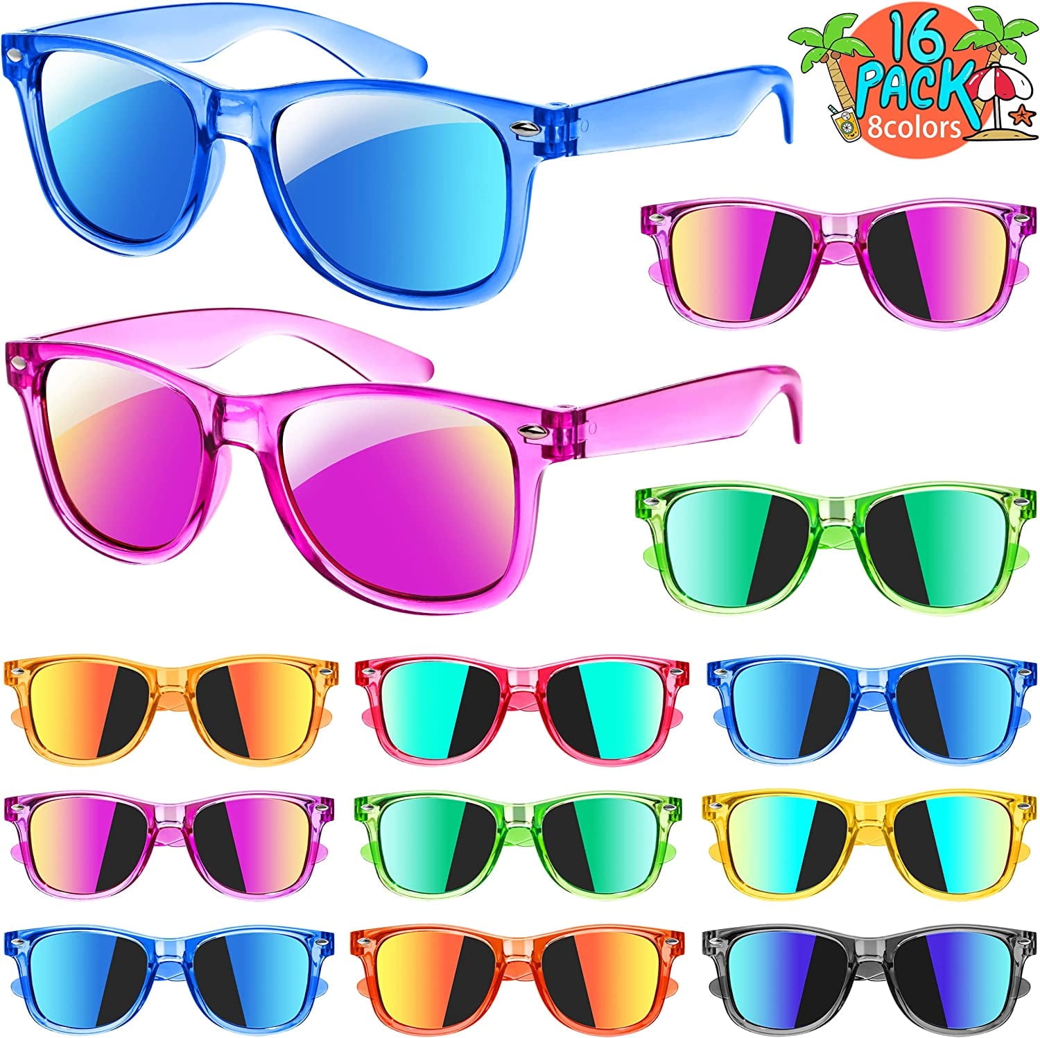 Plastic Frame Sunglasses, 16 Pack, Polarized Lenses, Party Favors 4E main image 4