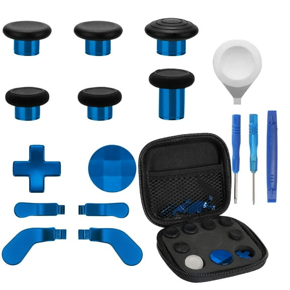 Prociv 17 in 1 Metal Thumbsticks for Xbox One Elite Series 2, Elite Series 2 Controller Accessory Parts, Gaming Accessory Replacement, Metal Mod 6 Swap Joystick, 4 Paddles, 2 D-Pads, 1 Tool (Blue)