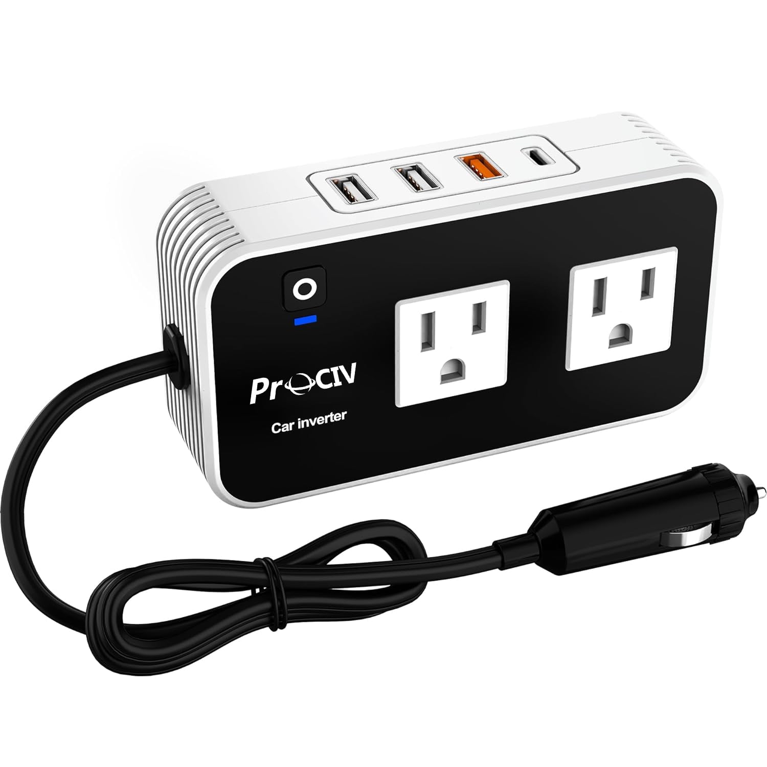 Prociv 200W Car Power Inverter, DC 12V to 110V AC Converter, Fast Car