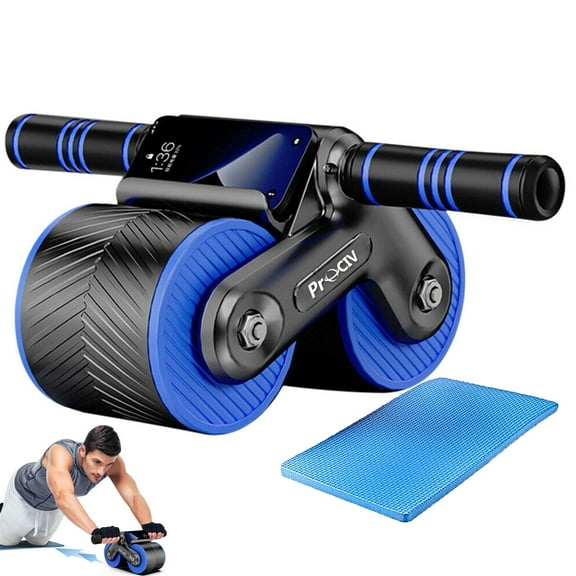 Prociv 2024 New Automatic Rebound Ab Abdominal Exercise Roller Wheel, with Ergonomic Handle Support, Abs Roller Wheel Core Exercise Equipment, for Men Women Blue