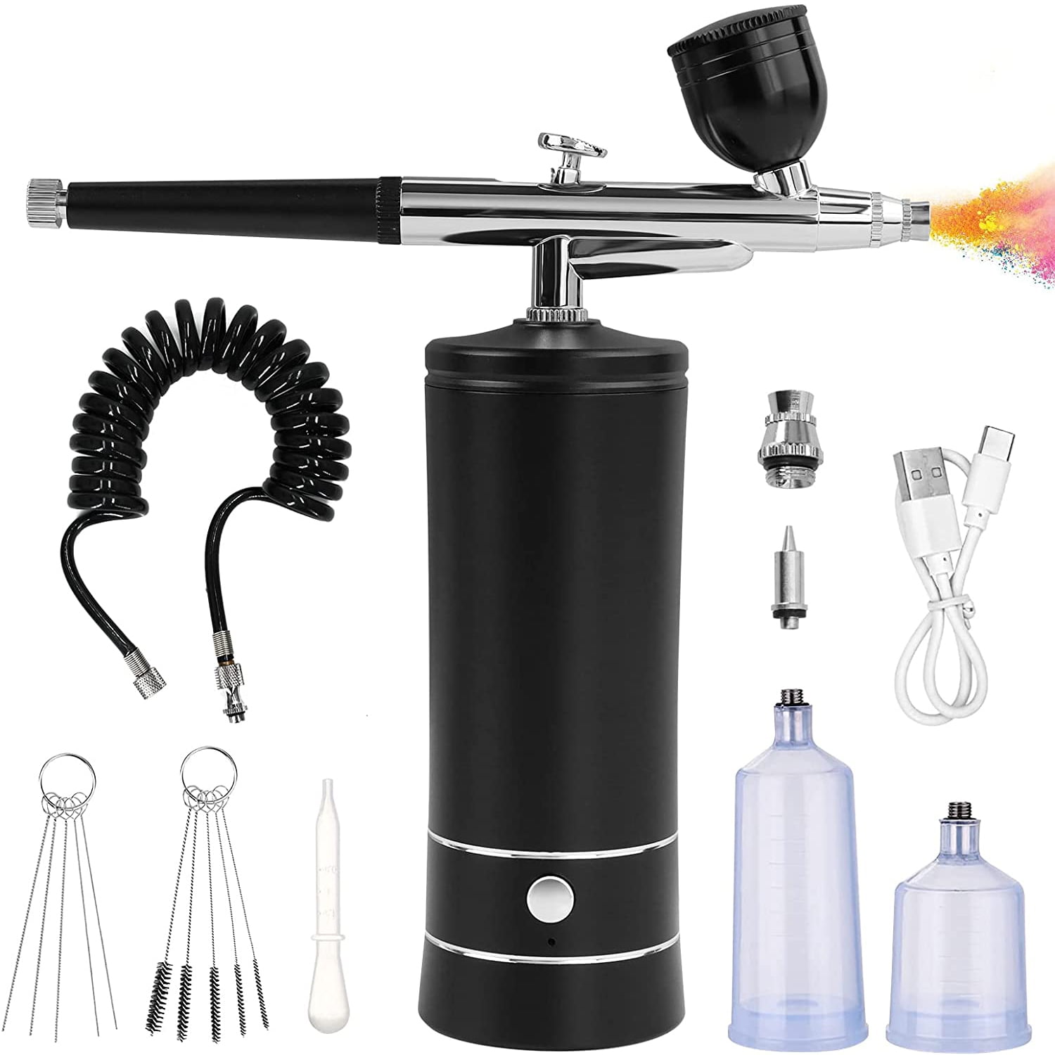 Prociv Airbrush Kit with Compressor, Auto Handheld Airbrush Gun with 0.3mm  Tip, Rechargeable, Portable Air Brushes for Painting, Tattoo, Nail Art