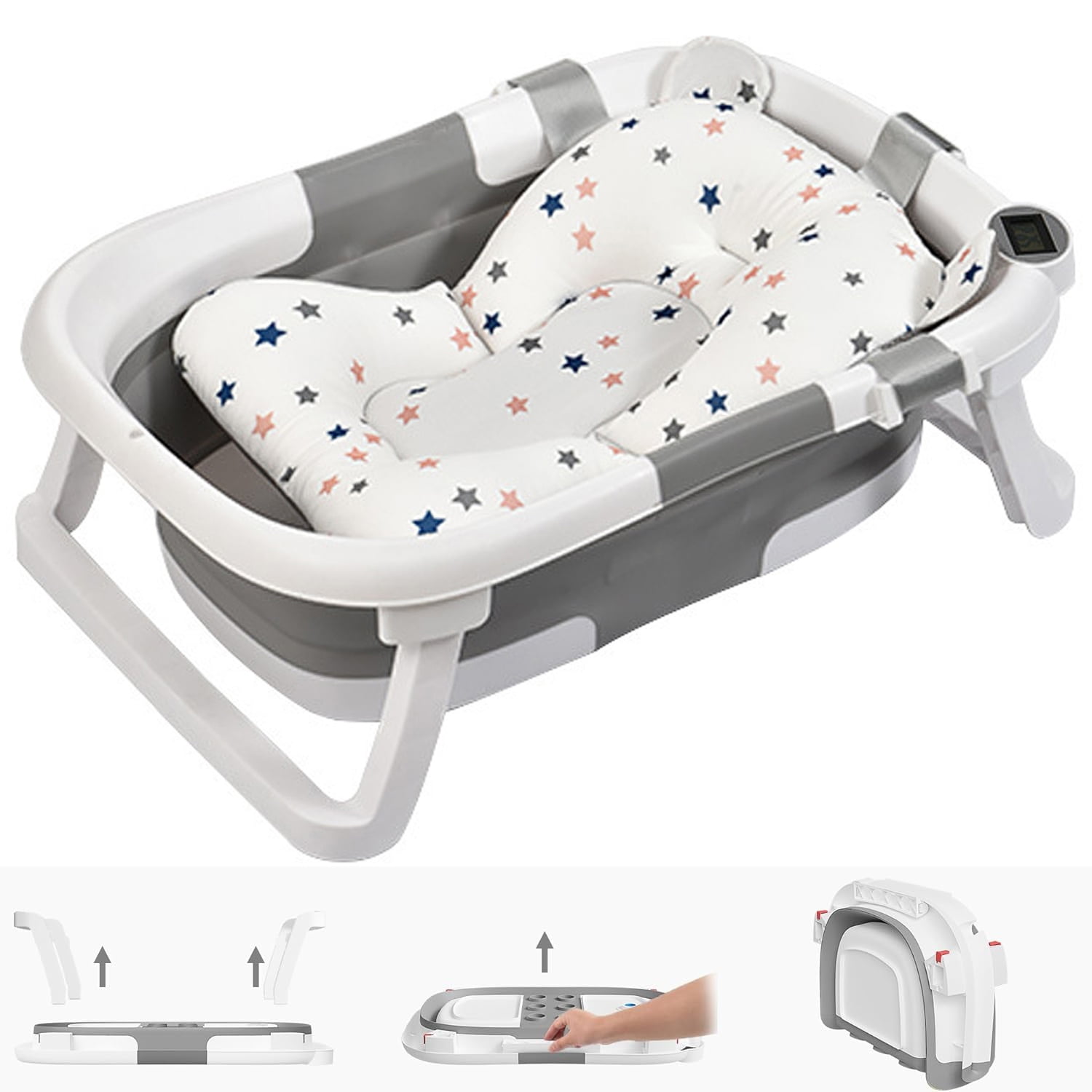Prociv Foldable Baby Bath Tub for Infants-Toddler, Portable, with Drain ...