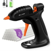 Prociv Cordless Hot Glue Gun, Fast Preheating Hot Glue Gun Kit with 30pcs Glue Sticks and Stand, USB Rechargeable Hot Melt Glue Gun Tools for Crafts, Arts, DIY and Festival Decorations Black