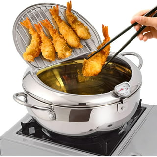  USHOBE Fryer Pot with Basket Stainless Steel Deep Fryer Pot  Small Deep Oil Fryer Milk Pan Food Cooking Pot with Handle for Tempura  Chips Fries Fish Chicken: Home & Kitchen