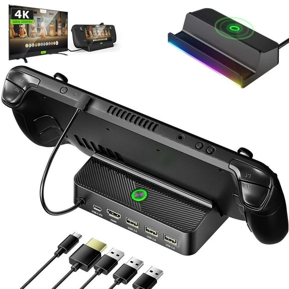 Prociv Docking Station Compatible with Steam Deck, 5-in-1 Steam Deck Docking Stations with HDMI 2.0 4K@60Hz, 3 USB-A 2.0 and USB-C Ports Compatible with Steam Deck