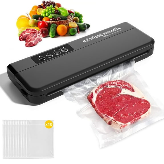 Prociv Dry/Moist Vacuum Sealer Machine with 4-in-1 Easy Options for Sous Vide and Food Storage, Air Sealer Machine with 10 Vacuum Seal Bags, Black