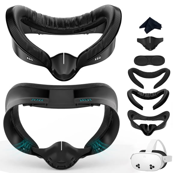 Prociv Facial Interface & Face Cover Pad for Meta Quest 3S - VR Accessories Compatible with Meta/Oculus Quest 3S, One-Piece Anti-Light Leakage Soft Leather PU & Ice Sponge Face Cushion Pad