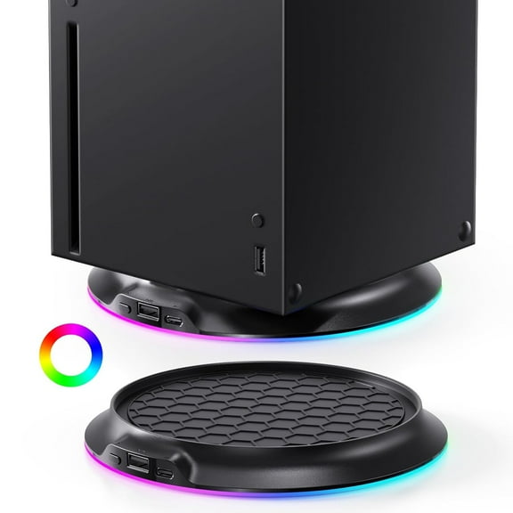 Prociv Gaming Vertical Stand for Xbox Series X, RGB Cooling Stand Compatible with Xbox Series X Digital Edition & Disc Drive Edition, USB Ports(Black)