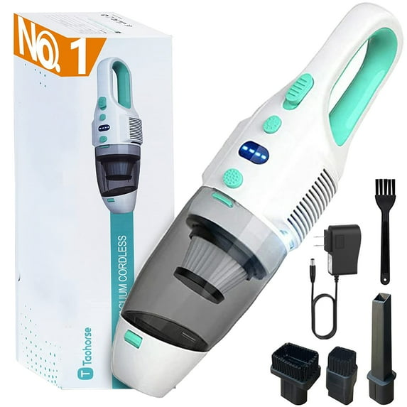 Prociv Handheld Vacuum Cordless Car Vacuum - 6000PA Strong Suction Handheld Vacuum Cleaner with Fast Cahrge Tech, Portable Vacuum with Large-Capacity Battery, Handheld Vac, White&Green