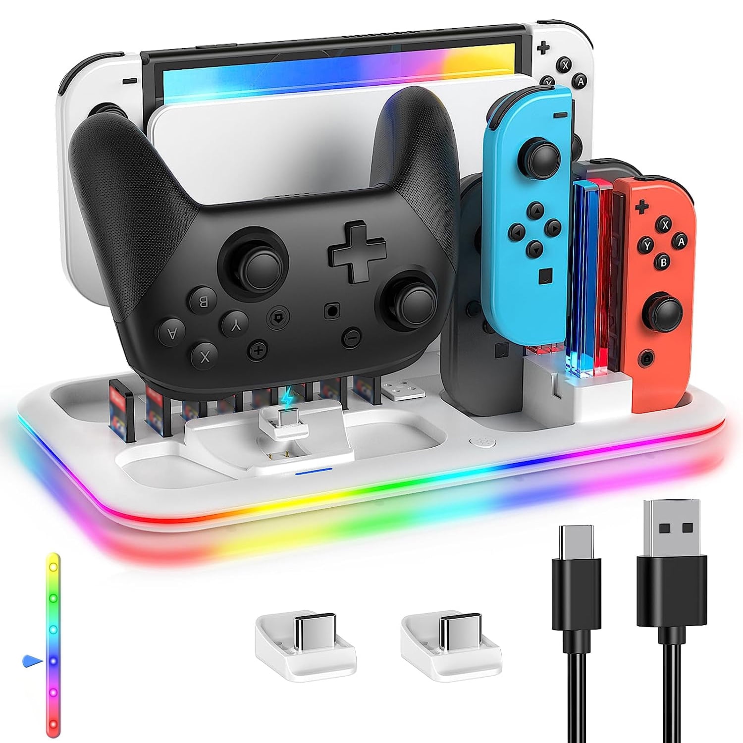 Switch Controller Charging Dock Station Compatible with Nintendo Switch &  OLED Model Joycons, KDD Switch Controller Charger Dock Station with  Upgraded