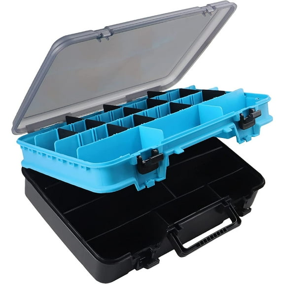 Prociv Large Tackle Box Double Layer Tackle Box Organizer Storage with Handle Camping Storage Containers Tool Box Blue