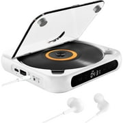 Prociv Portable CD Player, Personal CD Players with Bluetooth for Car & Travel, Rechargeable Small CD Player with Headphones, LCD Touch Screen & Anti-Skip/Shockproof White