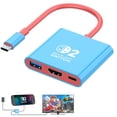 thumbnail image 1 of Prociv Switch 2 TV Dock, Replacement for Nintendo Switch 2 Dock Support 4K/60HZ HDMI Output/USB3.0 Port/PD 100W(Red Blue), 1 of 7