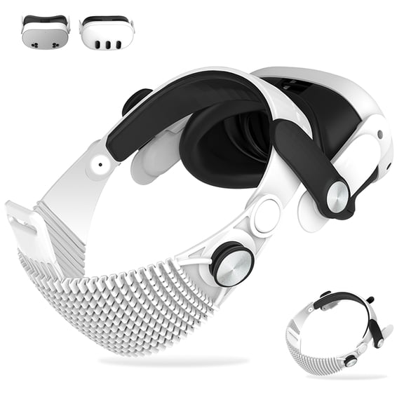Prociv Ultra-Light Head Strap for Meta Quest 3/Quest 3S Accessories,3.17oz Adjustable Comfort Strap,Reduces Head Pressure and Suitable for Lying-Down VR Use,Wihte