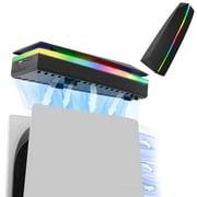 مروحة تبريد علوية مطورة من prociv لـ ps5 ، مروحة تبريد أعلى نظام مع ضوء rgb ، مروحة قابلة للتعديل 3 سرعات ، منفذ USB 2.0 مزدوج لوحدة تحكم ps5 - أسود