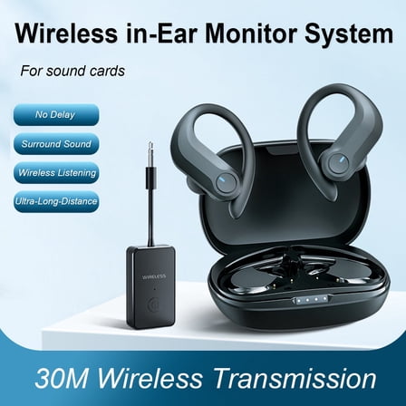 Prociv Wireless in-Ear Monitor System 2.4G Stereo Wireless IEM System with Transmitter Beltpack Receiver Automatic Pairing, for Studio, Band Rehearsal, Live Performance Black