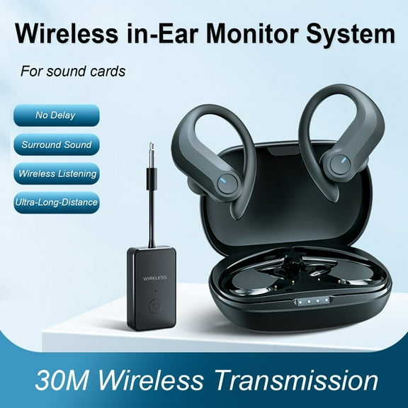 Prociv Wireless in-Ear Monitor System 2.4G Stereo Wireless IEM System with Transmitter Beltpack Receiver Automatic Pairing, for Studio, Band Rehearsal, Live Performance Black