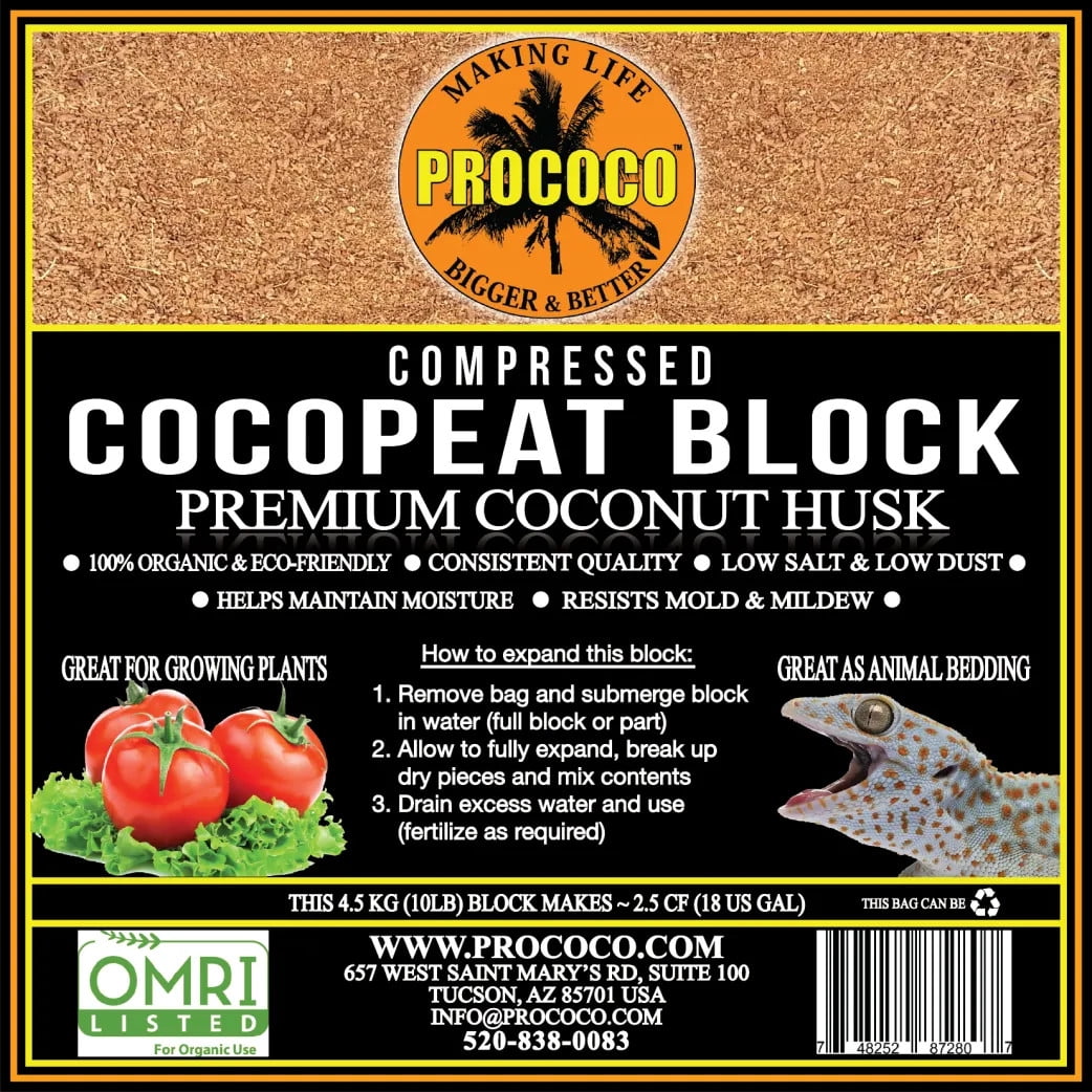 Prococo Cocopeat Compressed Block Premium Coconut Coir Husk Coco Brick Coconut Fiber Substrate Plant Soil Potting Soil Organic Soil Coco Coir Bricks