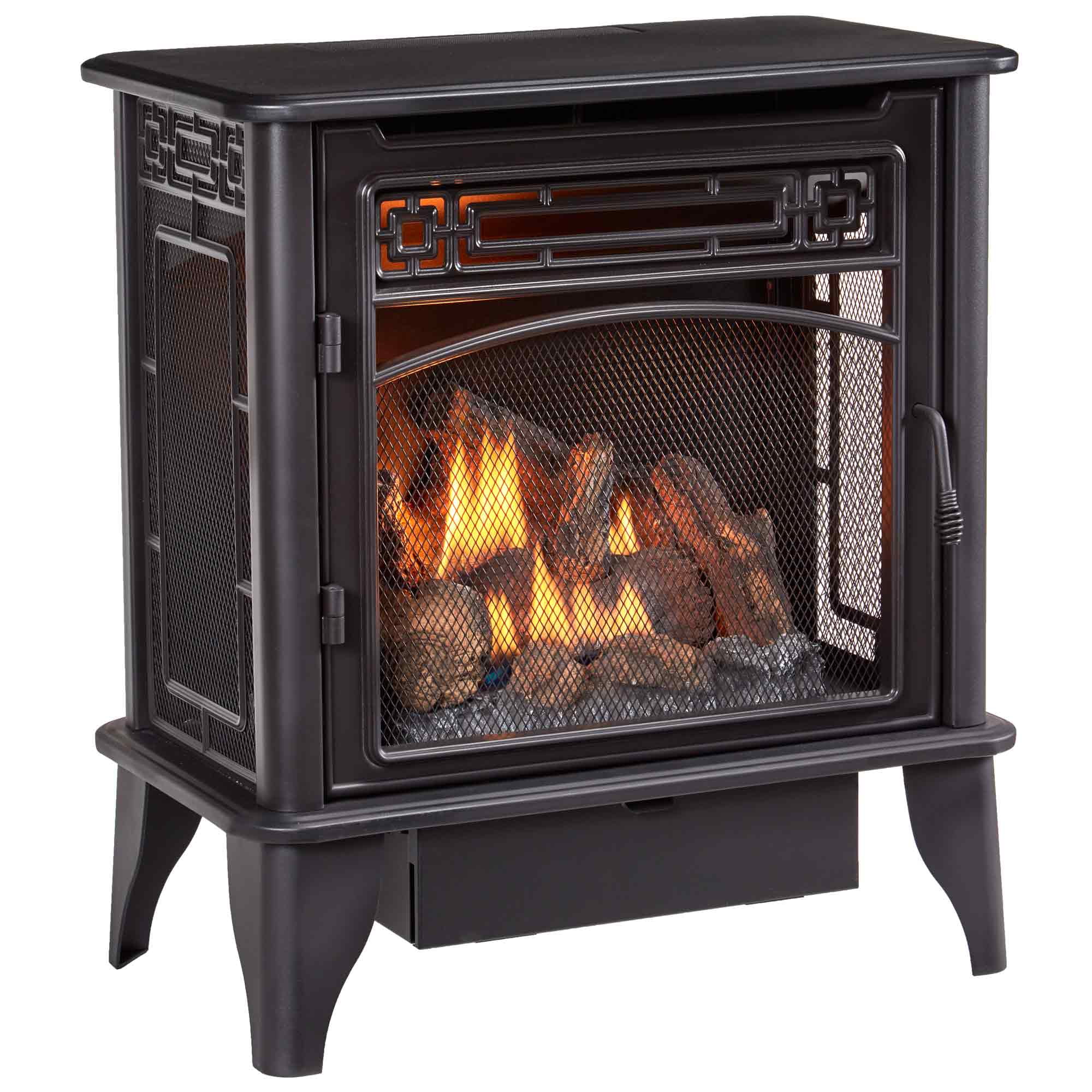 Procom Gas Stove 3-Sided Black Dual Fuel with Remote Control - 23,000 Btu,  Vent-Free, Pcnsd25Rta - Walmart.com