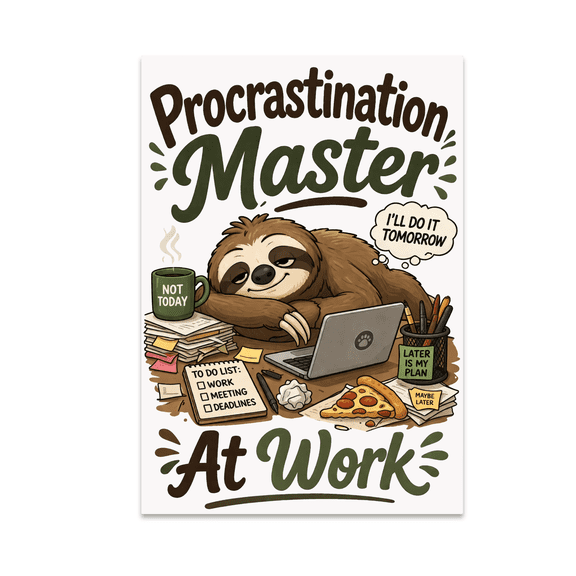 Procrastination Master At Work - Procrastination Humor Lover - 13x19 Poster Print