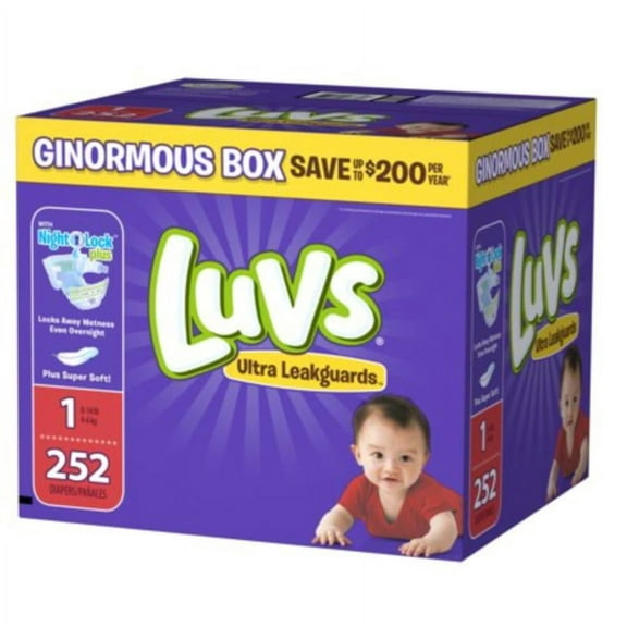 Procter & Gamble 100.37000976803 Luvs Ultra Leakguards Newborn Diapers - 252 Count (Size 1)