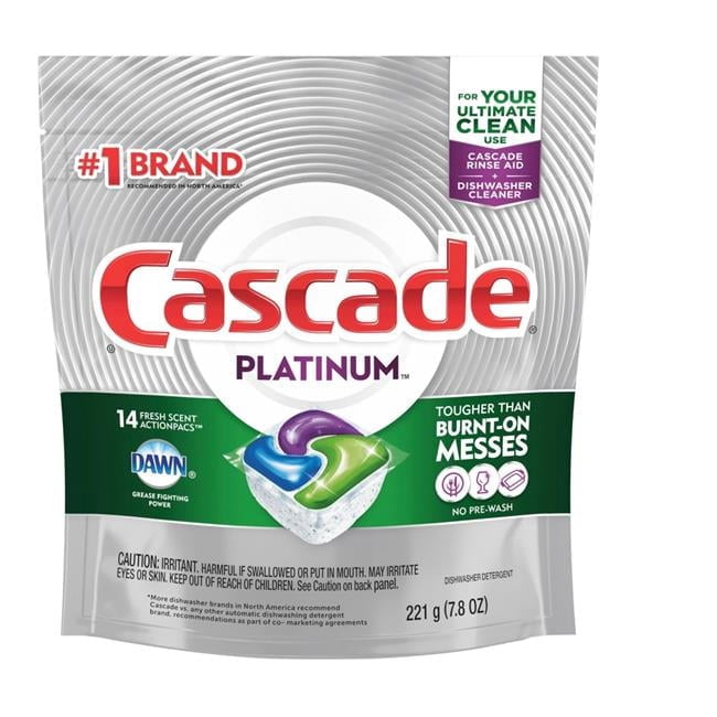 Cascade Platinum Action Pacs Dishwasher Detergent, Each